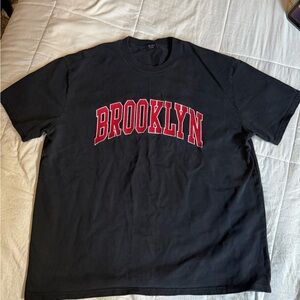 Brandy Melville Black Tee with Red Brooklyn Graphic